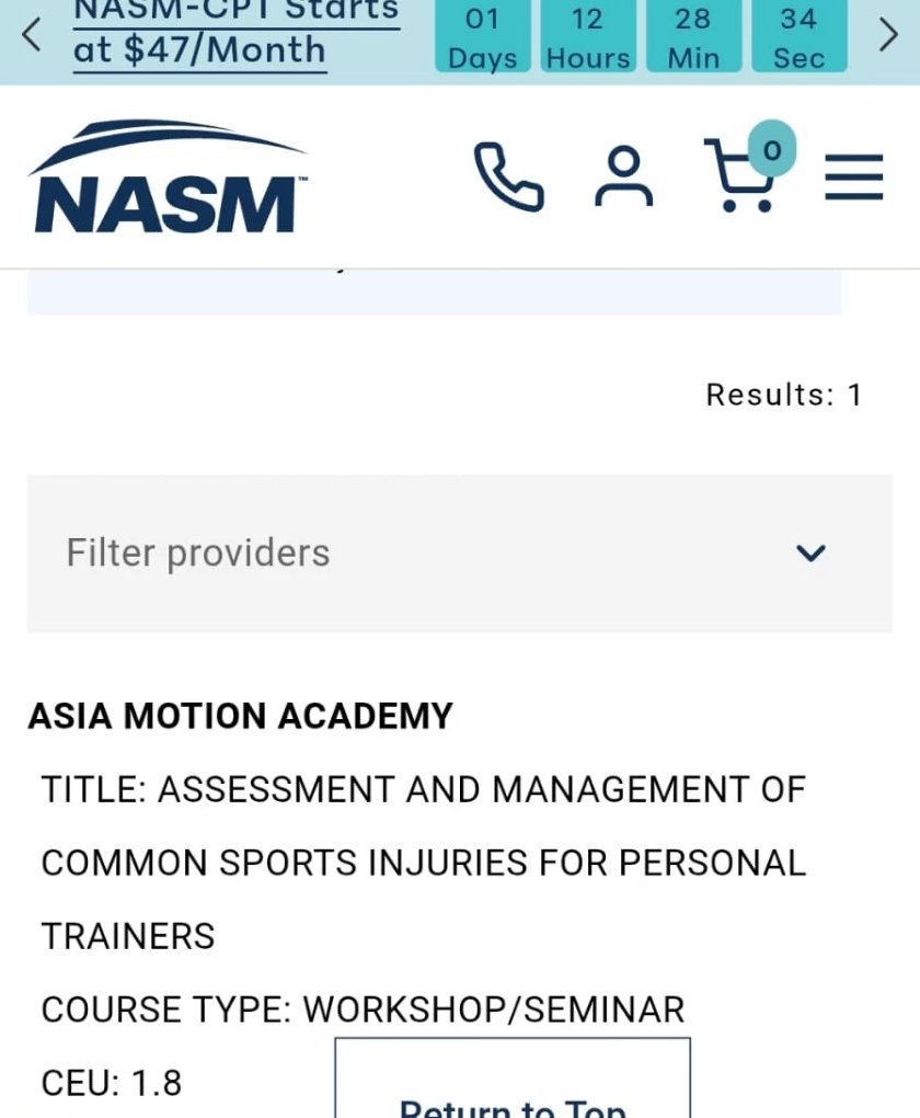 NASM Approved Course Record